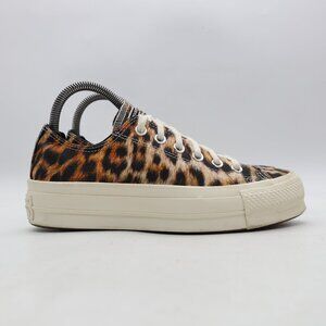 Converse All Star Lift Women's Size 7.5 Wild Low Leopard Print Platform Sneakers